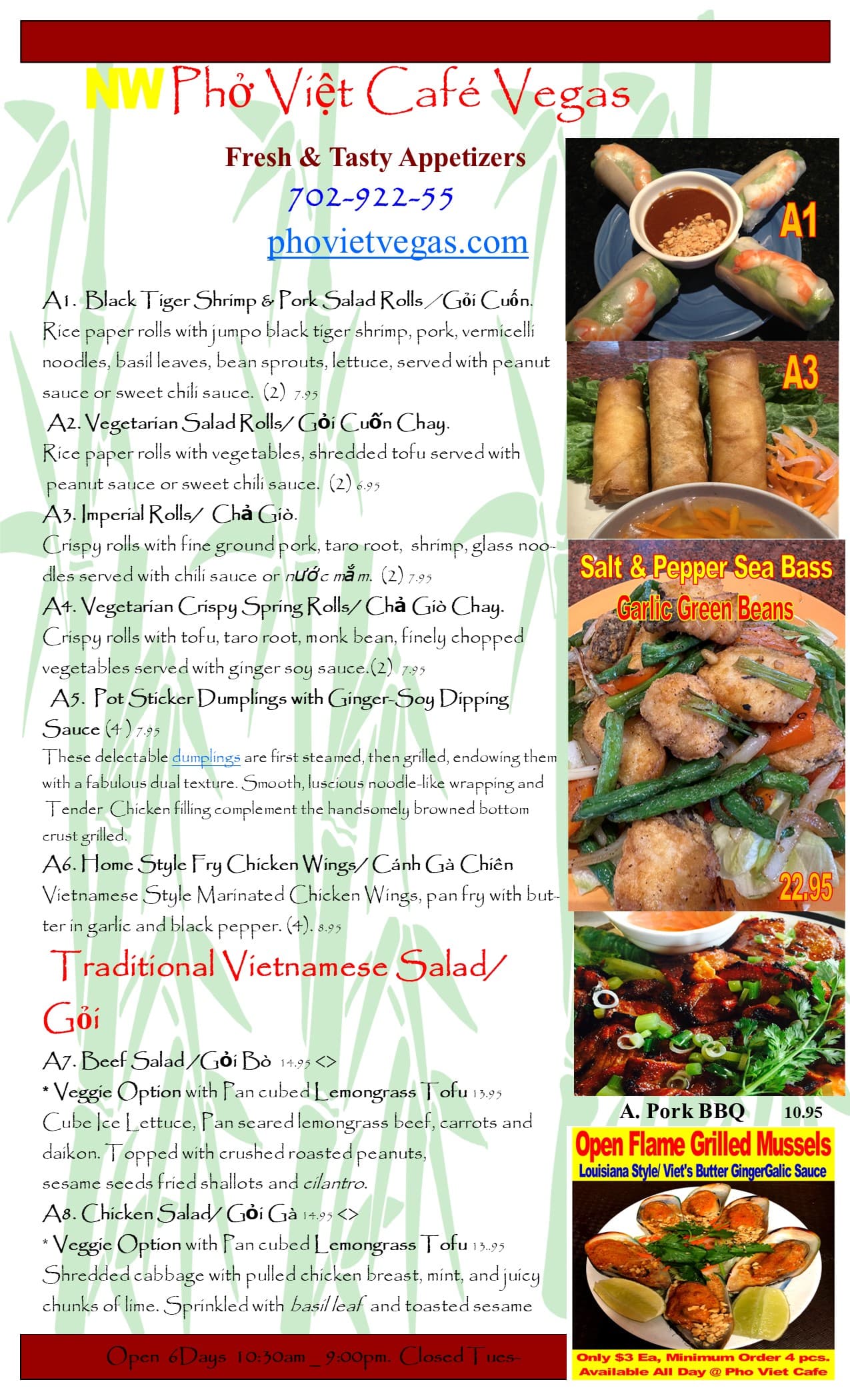 Appetizers menu — Phở Việt Café Vegas